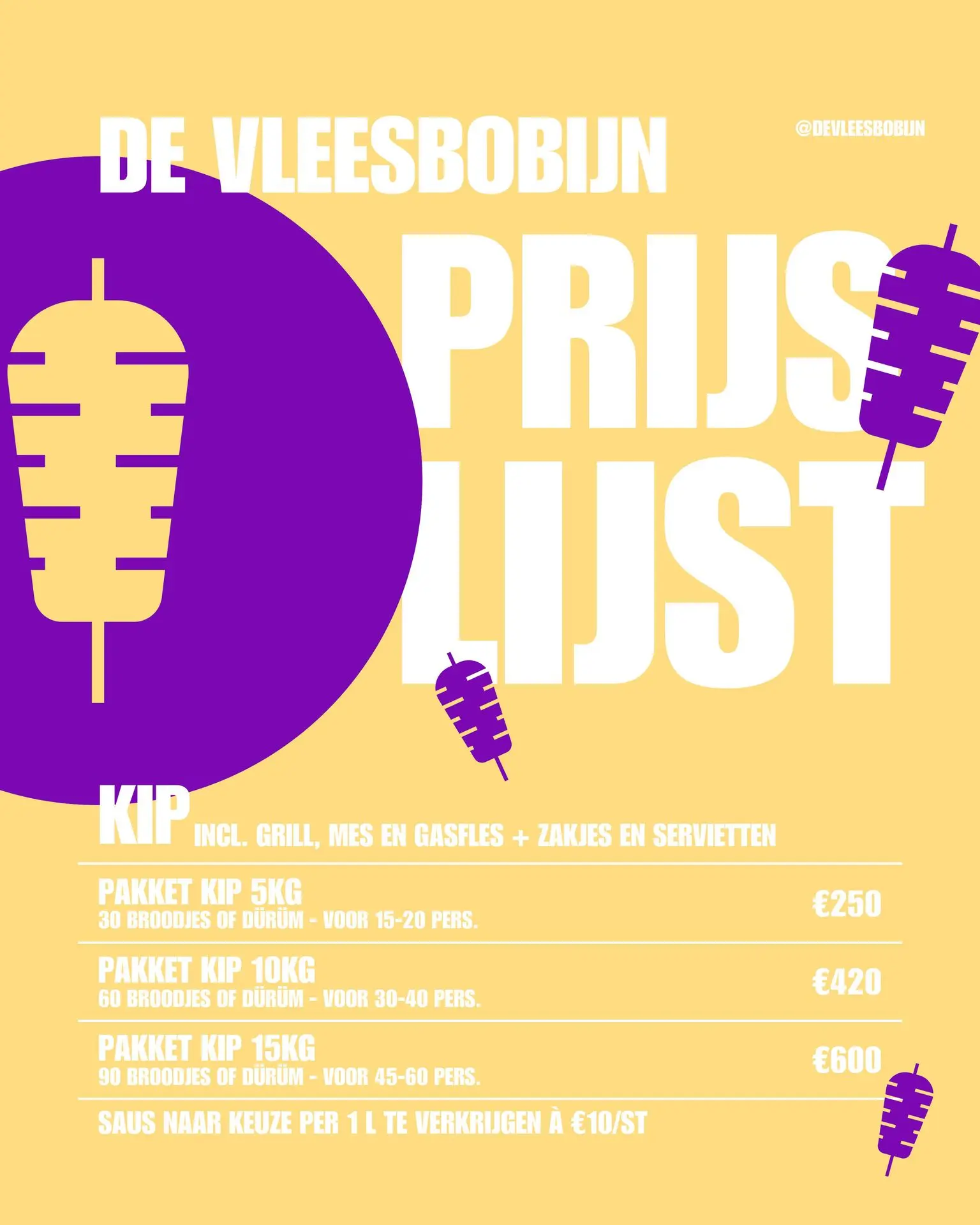 Kip prijslijst de vleesbobijn